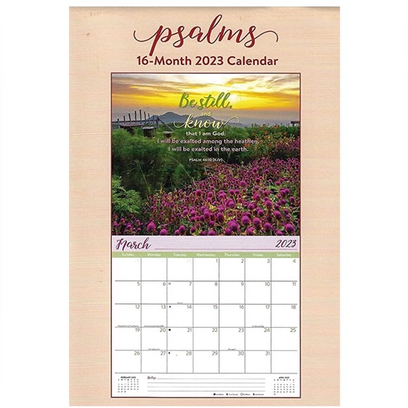 2023 Wall Calendar Bible Psalms Verses 16 Month Wall Calendar Gift 12 X 22 In - Picture 4 of 9
